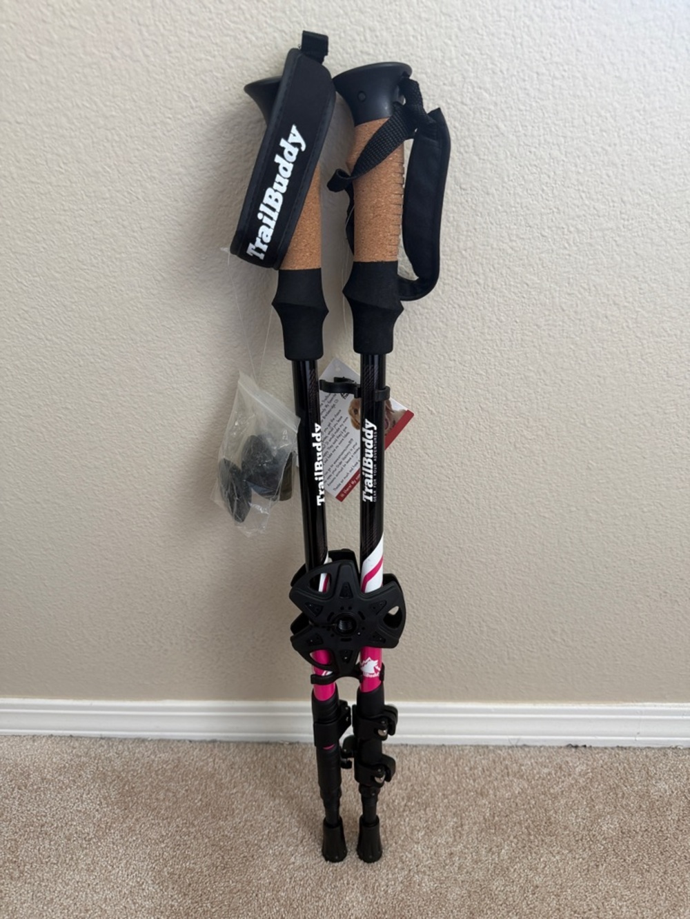 TrailBuddy NEW Trekking Poles in Black & Pink